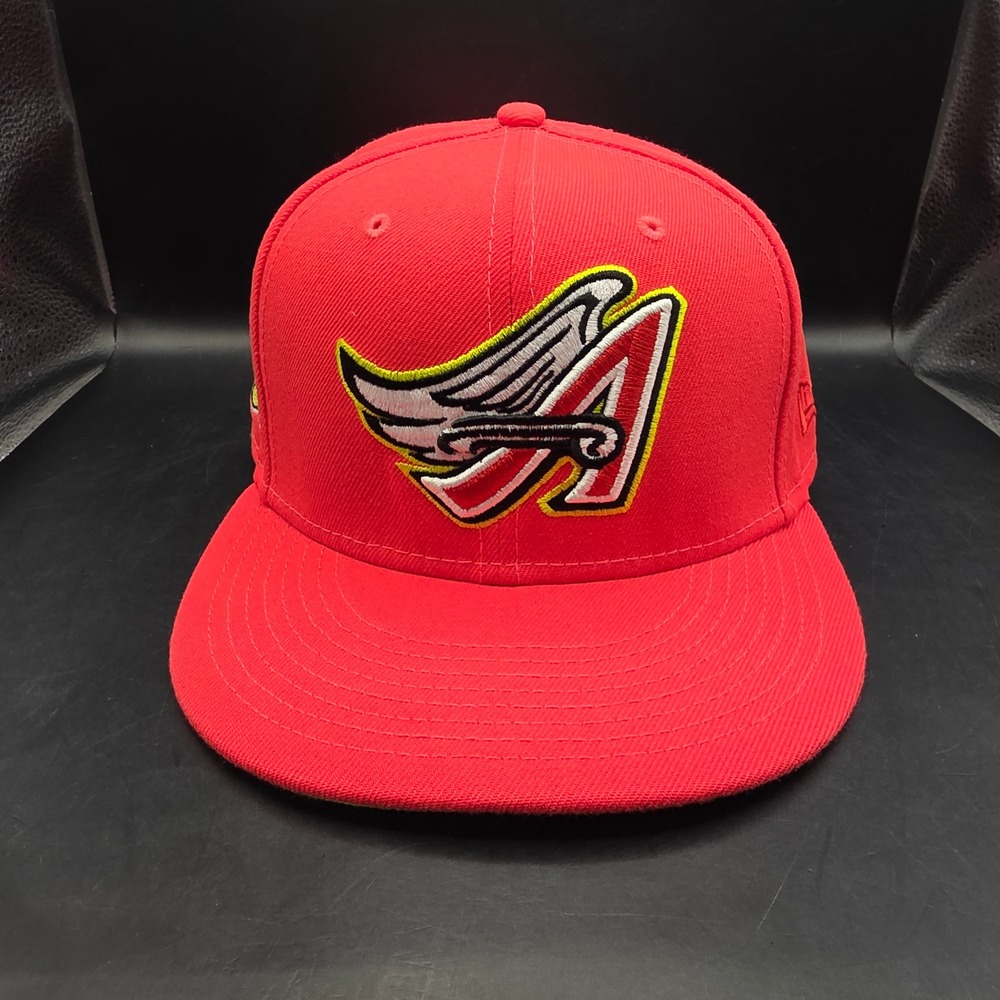 Anaheim Angels Fitted Hat Cap New Era 7 5/8 Red 59Fifty 40th Season Patch